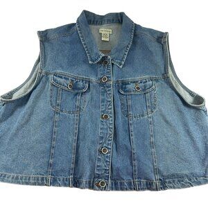 Vintage The Avenue Denim Vest Womens Size 26/28 Cotton Blue Jean Button Front